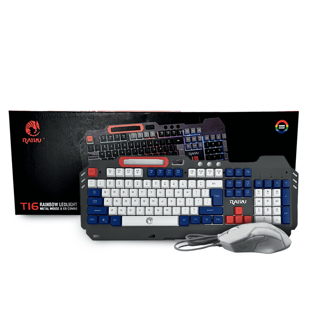 Combo Teclado y Mouse Gamer Raiku T16 (Rainbow Ledlight)