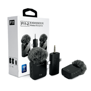Sistema de Micrófonos Inalámbricos F11-2 (3-en-1: Tipo-C, Lightning, Jack 3.5)