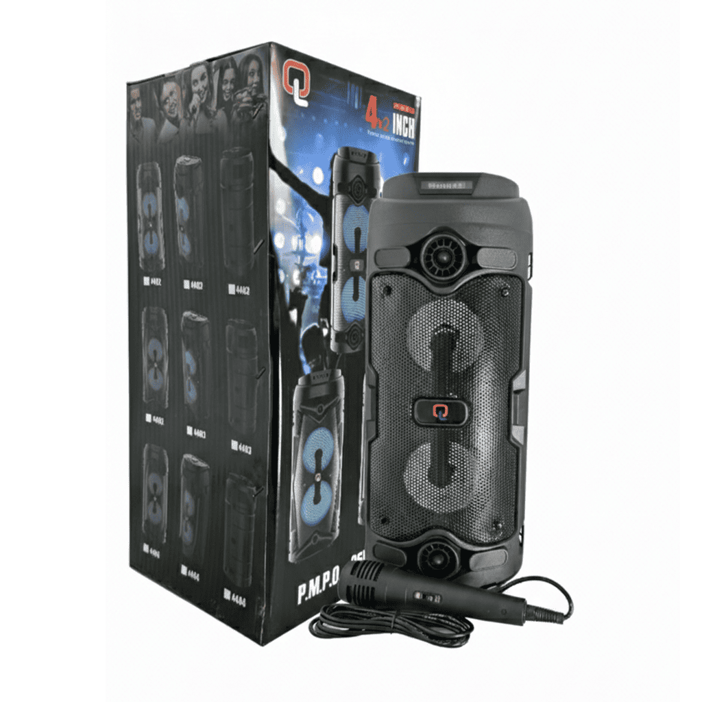 Corneta Inalámbrica QL-4402 de 4 x 2´´ - Torre de Sonido con Karaoke & LED