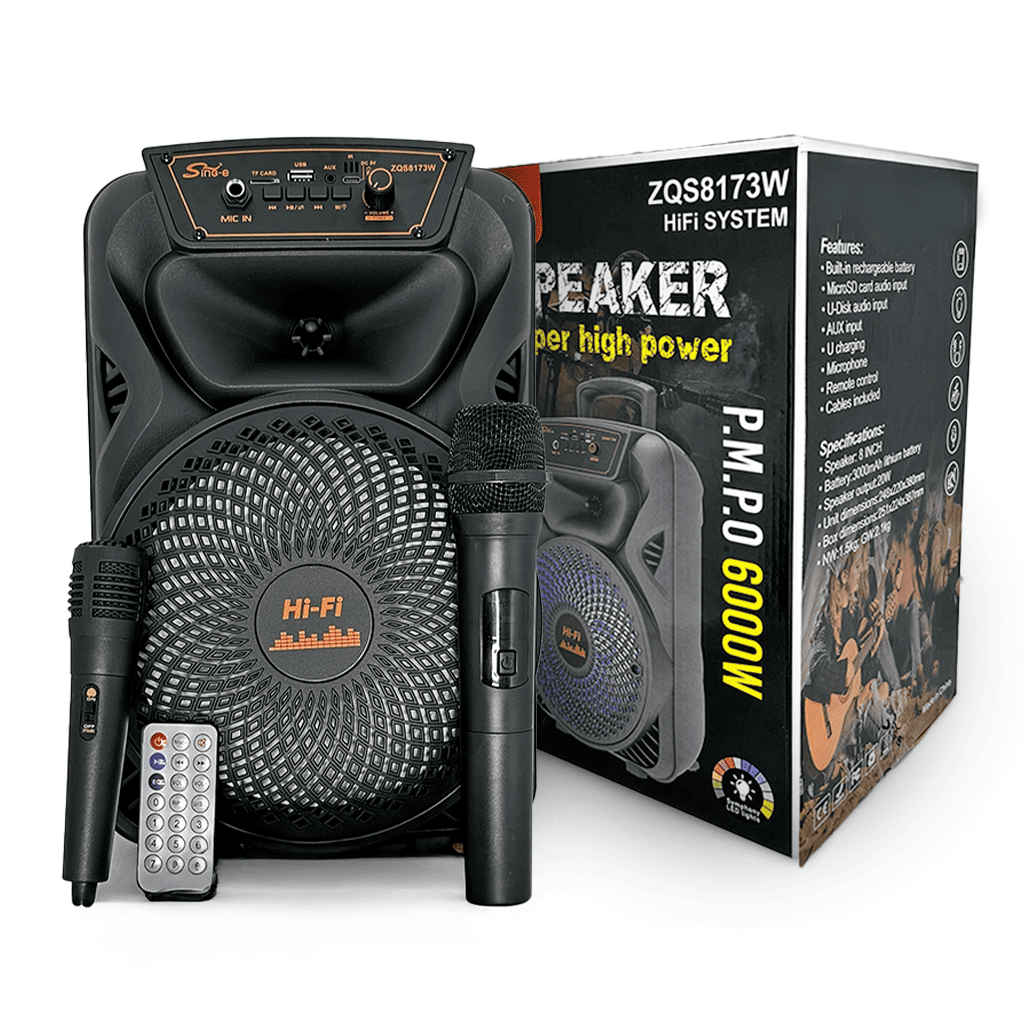 Corneta Inalámbrica SING-E ZQS8173W de 8 Pulgadas - 6000W P.M.P.O