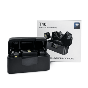 Micrófono Inalámbrico Lavalier T40 con Estuche de Carga (Dual)