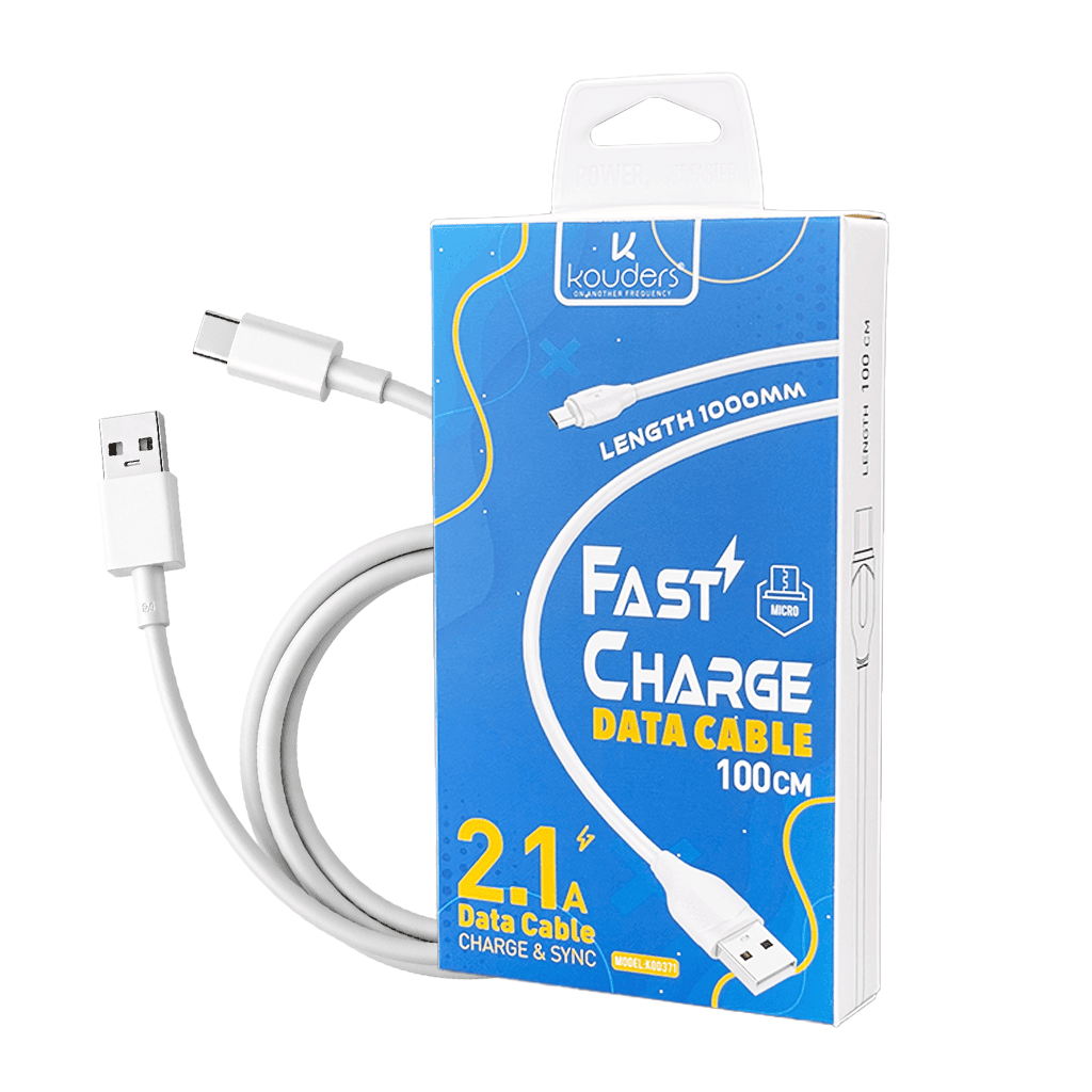 Cable Micro USB Kouders KOD-371 | Carga Rápida 2.1A | 1 Metro | Transferencia de Datos High Speed