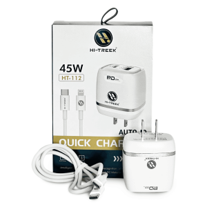 Cargador Rápido Hi-Treek HT-112 45W PD (Dual Port USB-C + USB-A)