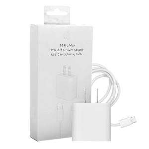 Cargador Apple 35W USB-C Power Adapter | Kit con Cable USB-C a Lightning Trenzado | Para iPhone 14 Pro Max | Carga Rápida
